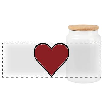 Red Heart Comic Thick Contour Vector - Panoramic Cookie Jar with Wooden Lid - white - Front