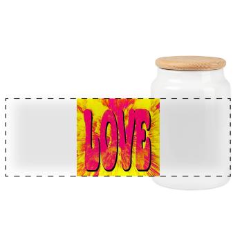 Love Pop Art Explosion - Panoramic Cookie Jar with Wooden Lid - white - Front