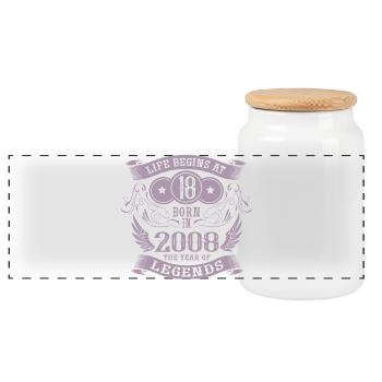 18 Birthday Life Vintage 2008 Angel Legends - Panoramic Cookie Jar with Wooden Lid - white - Front