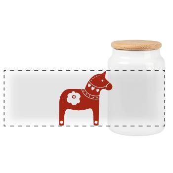 Dala Horse Noël Suède Stockholm Décoration de Noël - Boîte à biscuits avec couvercle en bois - blanc - Devant