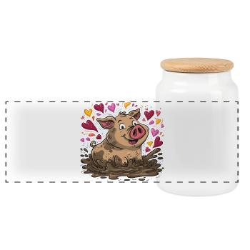 Heart's Anger in the Mud Heart - Panoramic Cookie Jar with Wooden Lid - white - Front
