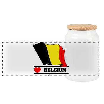 Drapeau belge avec cœur - Boîte à biscuits avec couvercle en bois - blanc - Devant