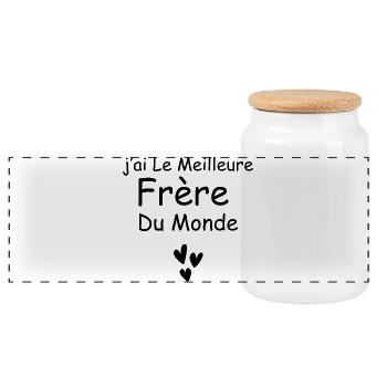 j’ai Le Meilleure frère du monde - Boîte à biscuits avec couvercle en bois - blanc - Devant