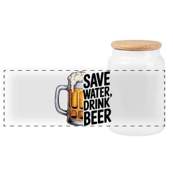 My Plans for Today - Cool Beer Logo - Panoramic Cookie Jar with Wooden Lid - white - Front