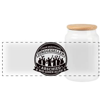 Équipe Broutigam : Enterrement de vie de garçon – Nous donnons tout ce que nous avons ! - Boîte à biscuits avec couvercle en bois - blanc - Devant