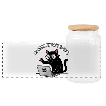 Alors que mon dernier e-mail Dessin de chat drôle - Boîte à biscuits avec couvercle en bois - blanc - Devant