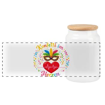Carnival Confetti Hearts Party Outfit Carnival - Panoramic Cookie Jar with Wooden Lid - white - Front