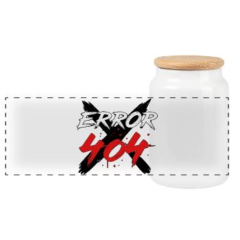 404 Error Glitch Sign - Panoramic Cookie Jar with Wooden Lid - white - Front