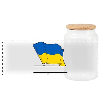 UKRAINE – Namensraum - Panorama Keksdose mit Holzdeckel - Weiß - Vorne