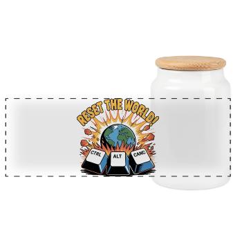 Reset the World Keyboard Reboot - Panorama Keksdose mit Holzdeckel - Weiß - Vorne