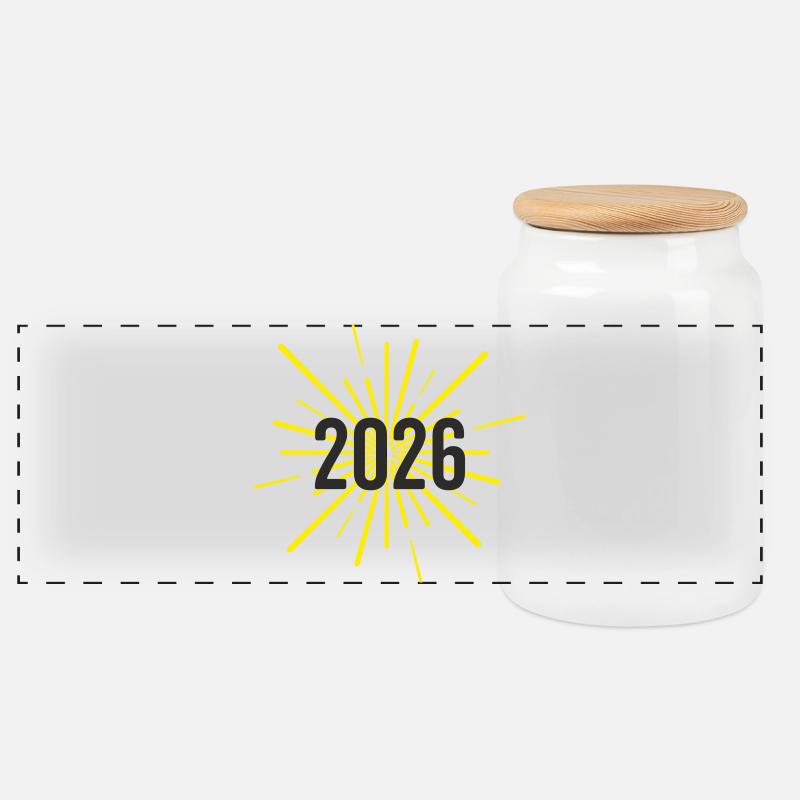 Début de l’année 2026 - Boîte à biscuits avec couvercle en bois - blanc