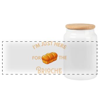 Ich bin nur wegen des retro-kulinarischen Designs hier. - Panorama Keksdose mit Holzdeckel - Weiß - Vorne