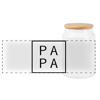 Papa est. 2026 – Minimalist Father Design - Panoramic Cookie Jar with Wooden Lid - white - Front