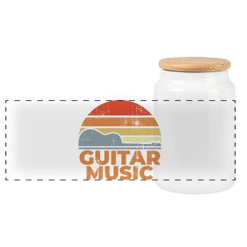 Guitar Music Vintage Look - Panoramic Cookie Jar with Wooden Lid - white - Front