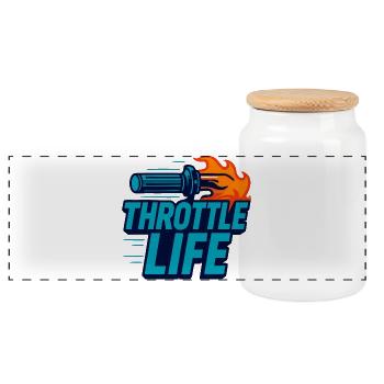Throttle Life - Motorcycle - Biker - Panoramic Cookie Jar with Wooden Lid - white - Front
