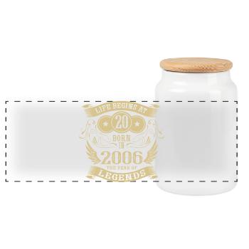 20e anniversaire Vintage 2006 Vie des Légendes des Anges - Boîte à biscuits avec couvercle en bois - blanc - Devant