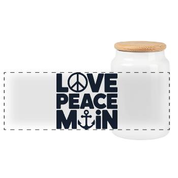 Love Peace Main Maritime Anchor Dicton pour - Boîte à biscuits avec couvercle en bois - blanc - Devant