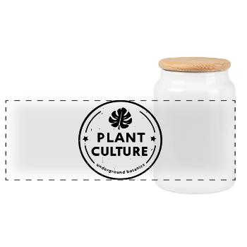 Plant Culture - Panoramic Cookie Jar with Wooden Lid - white - Front