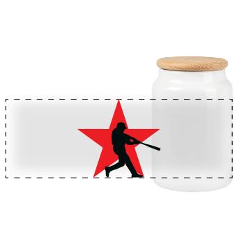 Baseball – Sport - Panorama Keksdose mit Holzdeckel - Weiß - Vorne