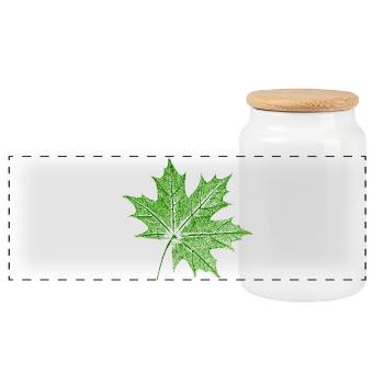 Leaf Maple / Maple Leaf - Panoramic Cookie Jar with Wooden Lid - white - Front