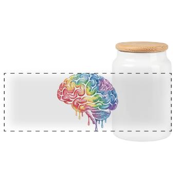 Conception d’impression en dégradé de cerveau arc-en-ciel - Boîte à biscuits avec couvercle en bois - blanc - Devant