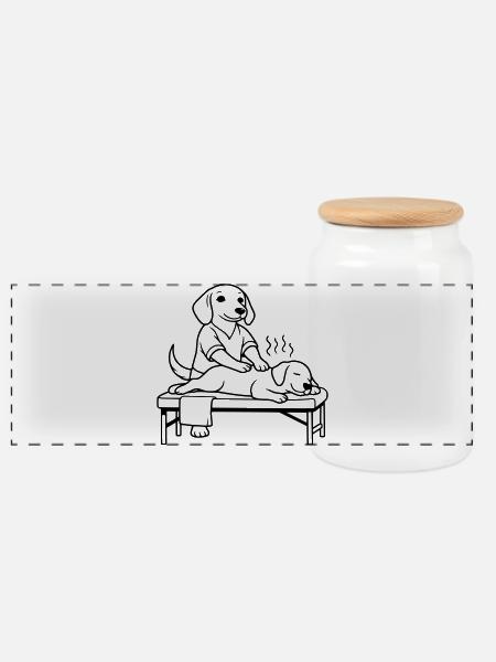 masseur physio hund dog edition - Panorama Keksdose mit Holzdeckel - Weiß