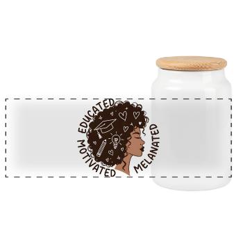 Femme éduquée, motivée et mélanée - Boîte à biscuits avec couvercle en bois - blanc - Devant