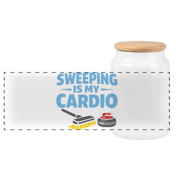 Curling Funny Sweep Hard Broom Cardio - Panoramic Cookie Jar with Wooden Lid - white - Front
