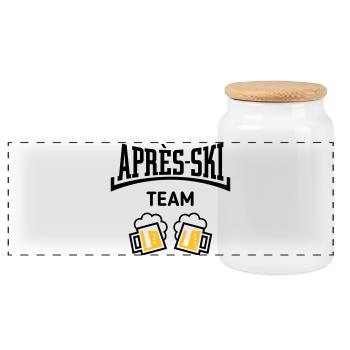 Après-Ski Team (Bier Apres Ski Konkav / POS 3C) - Panorama Keksdose mit Holzdeckel - Weiß - Vorne