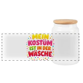 Mon costume est dans la blanchisserie Carnaval Carnaval - Boîte à biscuits avec couvercle en bois - blanc - Devant