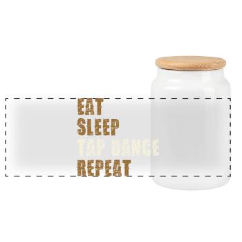 Eat Sleep Tap Dance Repeat - Panorama Keksdose mit Holzdeckel - Weiß - Vorne