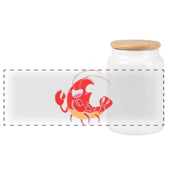 Lobster Seafood Maine Lobster Spiny Lobster - Panoramic Cookie Jar with Wooden Lid - white - Front