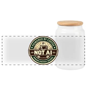 powered by coffee - Panoramic Cookie Jar with Wooden Lid - white - Front