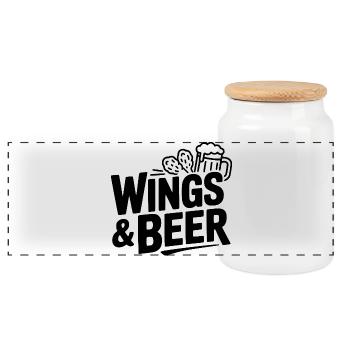 Wings and Beer - Panorama Keksdose mit Holzdeckel - Weiß - Vorne