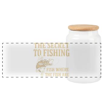 The Secret To Fishing Saying Angler Fishing Humor - Panoramic Cookie Jar with Wooden Lid - white - Front