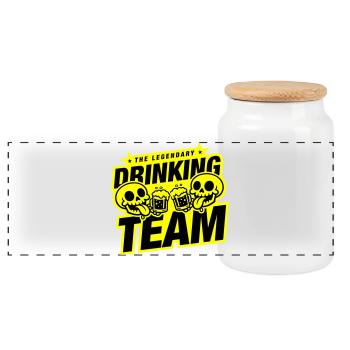 Drinking Team Skelett Bier - Panorama Keksdose mit Holzdeckel - Weiß - Vorne