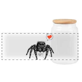 Araignée sauteuse avec le cœur - Boîte à biscuits avec couvercle en bois - blanc - Devant