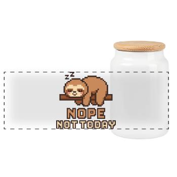 Pixel Faultieranti – NOPE NOT TODAY Lazy Mood - Panorama Keksdose mit Holzdeckel - Weiß - Vorne