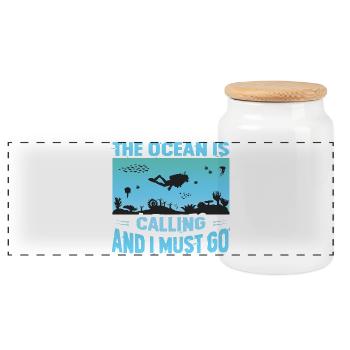 Drôle de design de plongeur - Boîte à biscuits avec couvercle en bois - blanc - Devant