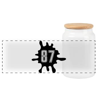 Blobs 87 Number - Panoramic Cookie Jar with Wooden Lid - white - Front