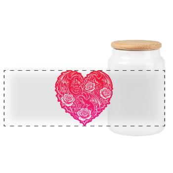 Cœur Dragons Romantiques Amour - Boîte à biscuits avec couvercle en bois - blanc - Devant