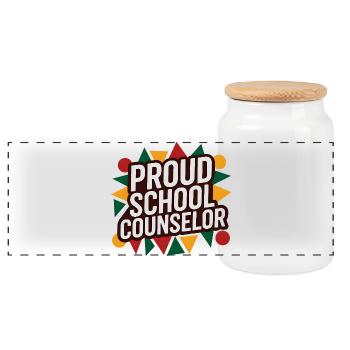 Proud School Counselor Appreciation Design - Panoramic Cookie Jar with Wooden Lid - white - Front