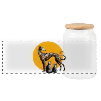 Art de rue Galgo & Cats - Brut - Boîte à biscuits avec couvercle en bois - blanc - Devant