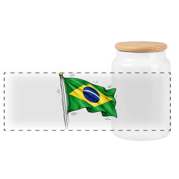Brasilien Flagge - Panorama Keksdose mit Holzdeckel - Weiß - Vorne