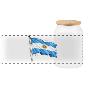 Argentina Flag - Panoramic Cookie Jar with Wooden Lid - white - Front