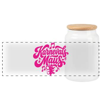 Karnevals Maus Karnevalsmaus Karneval Party Tanzen - Panorama Keksdose mit Holzdeckel - Weiß - Vorne