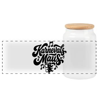 Karnevalsmaus Karneval Köln Kölner Karnevals Maus - Panorama Keksdose mit Holzdeckel - Weiß - Vorne