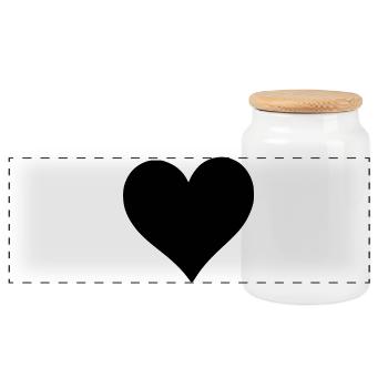Black Heart Valentine's Day Gift - Panoramic Cookie Jar with Wooden Lid - white - Front