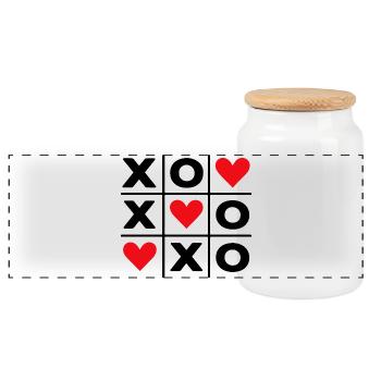 Minimalistische Red Hearts Love niedliche Ästhetik - Panorama Keksdose mit Holzdeckel - Weiß - Vorne