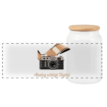 Caméra rétro numérique Analog Beats - Boîte à biscuits avec couvercle en bois - blanc - Devant